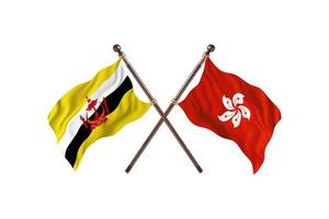 brunei contre hong kong deux drapeaux de pays photo