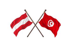 L'Autriche contre la Tunisie deux drapeaux de pays photo