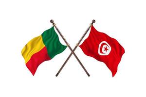 bénin contre tunisie deux drapeaux de pays photo