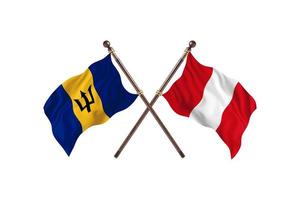 la barbade contre le pérou deux drapeaux de pays photo