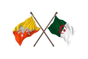 le bhoutan contre l'algérie deux drapeaux de pays photo