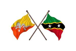 bhoutan contre saint kitts et nevis deux drapeaux de pays photo