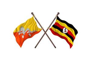 le bhoutan contre l'ouganda deux drapeaux de pays photo