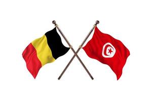 belgique contre tunisie deux drapeaux de pays photo