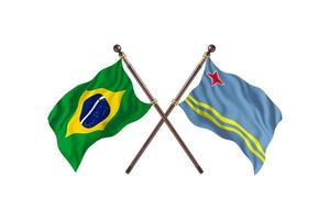 brésil contre aruba deux drapeaux de pays photo