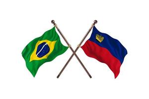 brésil contre liechtenstein deux drapeaux de pays photo