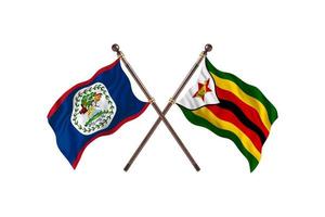 belize contre zimbabwe deux drapeaux de pays photo