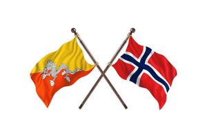 le bhoutan contre la norvège deux drapeaux de pays photo