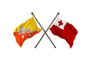 bhoutan contre tonga deux drapeaux de pays photo