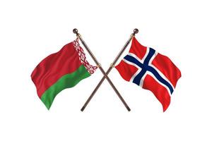 la biélorussie contre la norvège deux drapeaux de pays photo