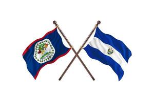 belize contre el salvador deux drapeaux de pays photo