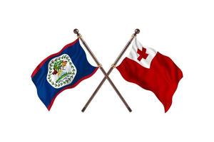 belize contre tonga deux drapeaux de pays photo