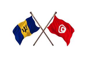 la barbade contre la tunisie deux drapeaux de pays photo