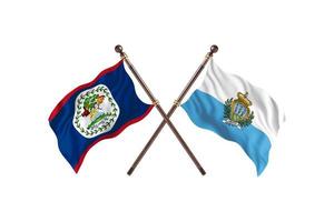 belize contre san marino deux drapeaux de pays photo