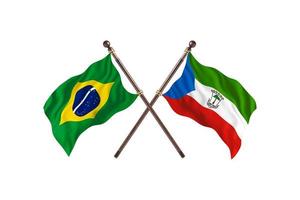 le brésil contre la guinée équatoriale deux drapeaux de pays photo