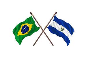 brésil contre el salvador deux drapeaux de pays photo
