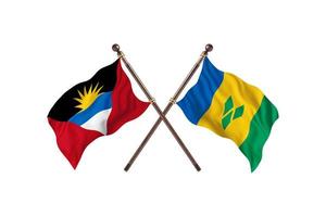 antigua et barbuda contre saint vincent et les grenadines deux drapeaux de pays photo