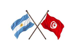 l'argentine contre la tunisie deux drapeaux de pays photo