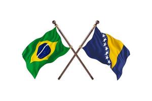 le brésil contre la bosnie-herzégovine deux drapeaux de pays photo