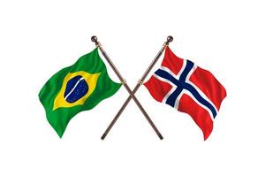brésil contre norvège deux drapeaux de pays photo