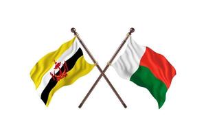 brunei contre madagascar deux drapeaux de pays photo