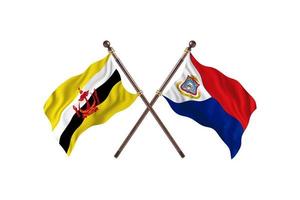 Brunei contre Sint Maarten deux drapeaux de pays photo