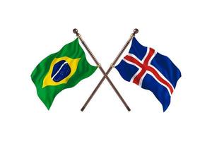 brésil contre islande deux drapeaux de pays photo