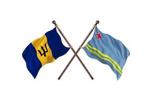 barbade contre aruba deux drapeaux de pays photo