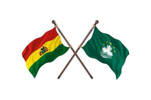 bolivie contre macao deux drapeaux de pays photo