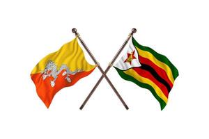 le bhoutan contre le zimbabwe deux drapeaux de pays photo