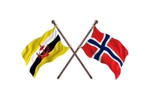 brunei contre la corée du nord deux drapeaux de pays photo