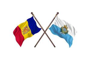 andorre contre san marino deux drapeaux de pays photo