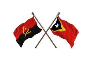 l'angola contre le timor-leste deux drapeaux de pays photo