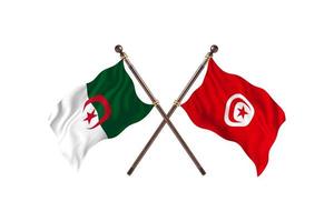 l'algérie contre la tunisie deux drapeaux de pays photo
