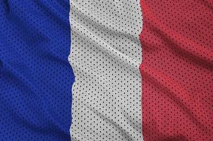 drapeau de la france imprimé sur un tissu en maille polyester nylon sportswear photo