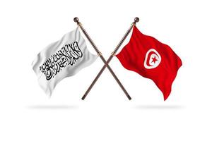 l'émirat islamique d'afghanistan contre la tunisie deux drapeaux de pays photo