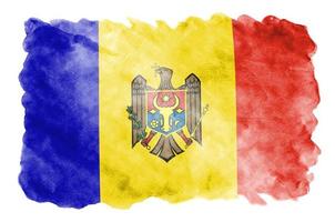 le drapeau de la moldavie est représenté dans un style aquarelle liquide isolé sur fond blanc photo