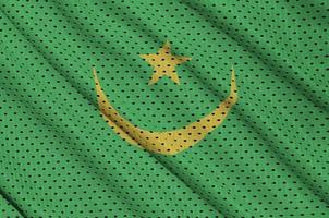 drapeau de la mauritanie imprimé sur un tissu en maille de polyester et nylon sportswear photo