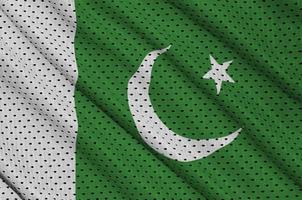 drapeau du pakistan imprimé sur un tissu en maille de polyester et nylon sportswear photo