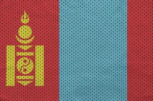 drapeau de la mongolie imprimé sur un tissu en maille de polyester et nylon sportswear photo