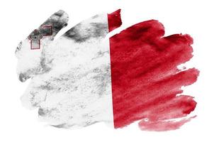 le drapeau de malte est représenté dans un style aquarelle liquide isolé sur fond blanc photo