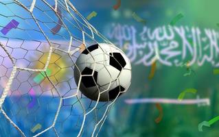 compétition de coupe de football entre l'argentine nationale et l'arabie saoudite nationale. photo