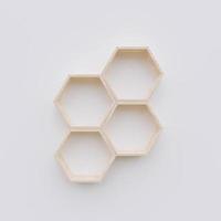 Hexagone rendu 3d étagère avec espace copie