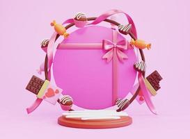 Fond de chocolat podium saint valentin rendu 3d photo