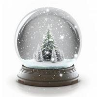 Boule à neige de Noël 3d sur fond blanc isolé. vacances, fête, décembre, joyeux Noël photo