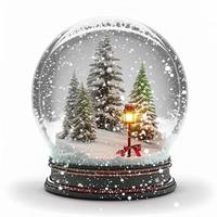 Boule à neige de Noël 3d sur fond blanc isolé. vacances, fête, décembre, joyeux Noël photo