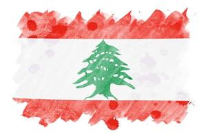 le drapeau du liban est représenté dans un style aquarelle liquide isolé sur fond blanc photo