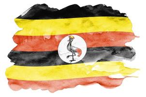 le drapeau de l'ouganda est représenté dans un style aquarelle liquide isolé sur fond blanc photo