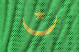 drapeau de la mauritanie imprimé sur un tissu en maille de polyester et nylon sportswear photo