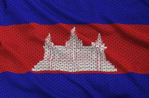 drapeau cambodgien imprimé sur un tissu en maille polyester nylon sportswear photo